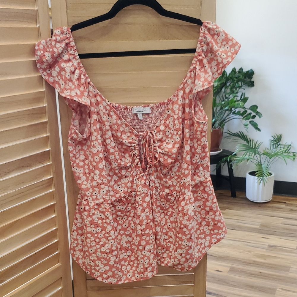 SWEET RAIN puff sleeve smocked cozy romantic blouse Sz 1X